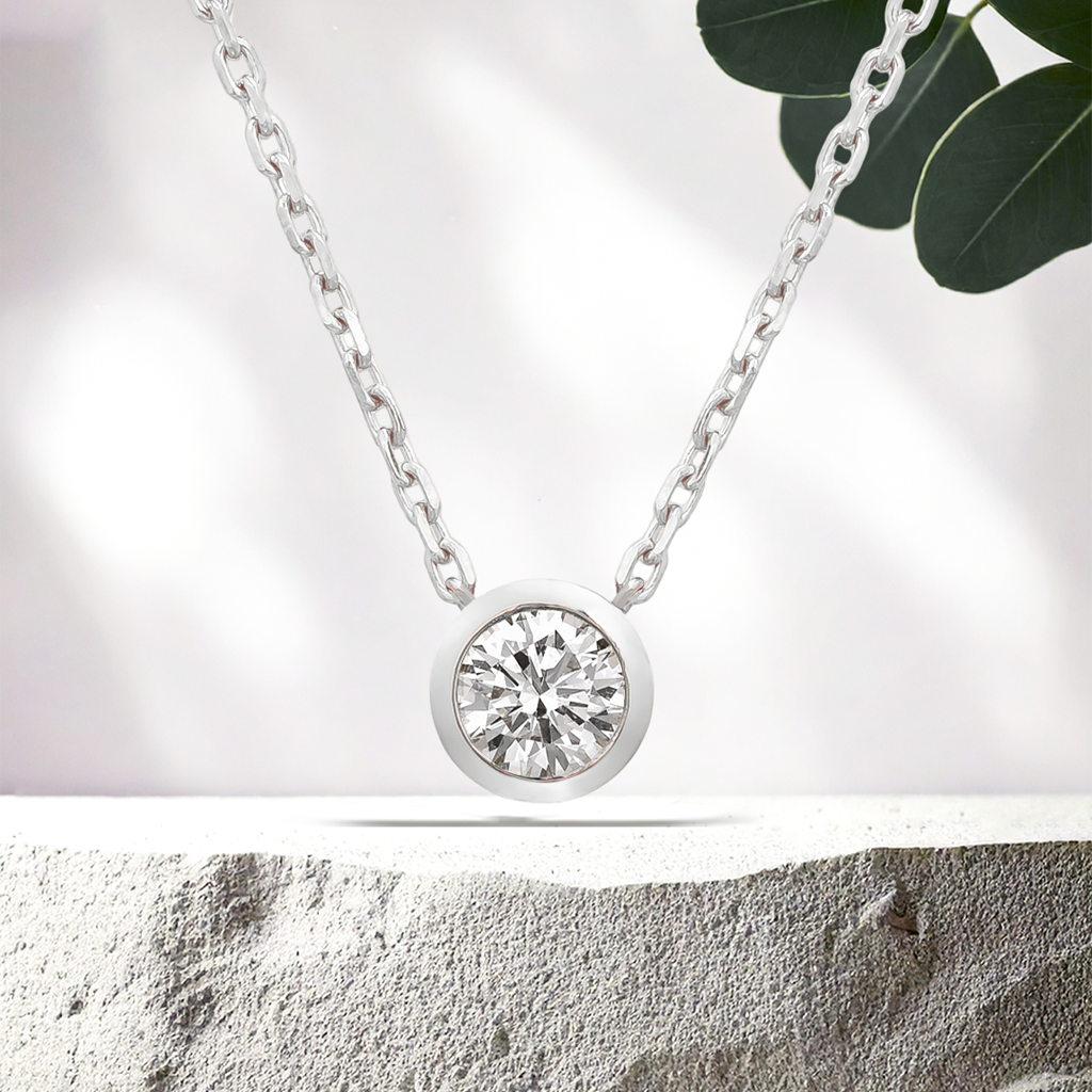 Lucce Carla Round Necklace Natural Diamond 0.30ct D VS1 Ex GIA Platinum