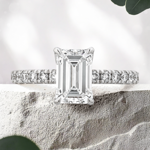 Lucce Lucia Pavé Emerald Lab Diamond 1.50ct D VVS2 Ex IGI 18K White Gold