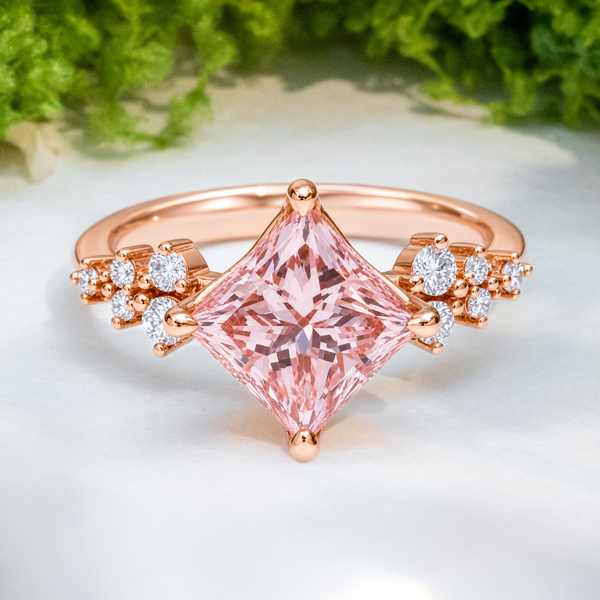 LUCCE ELLIA™ Princess ROSÉ™ Pink Lab Diamond 2.00ct Fancy Vivid Pink VVS2 18K Rose Gold