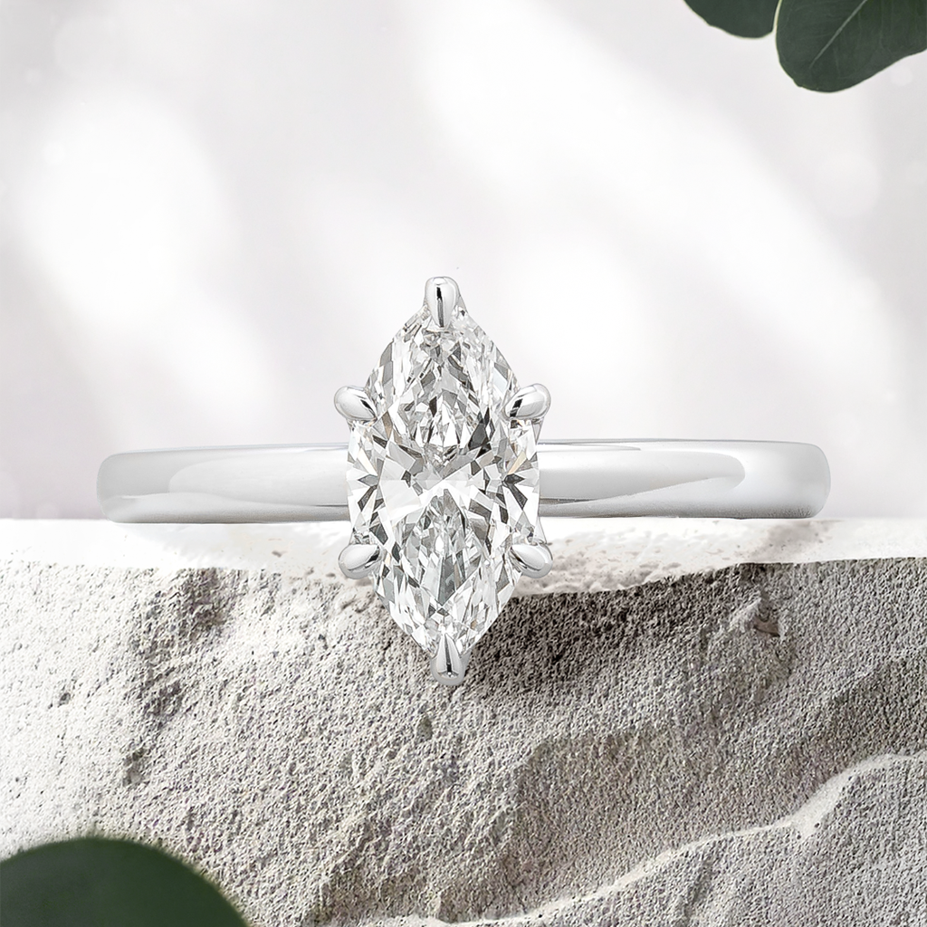 Lucce Lucia Marquise Lab Diamond 0.71ct D VVS2 Ex IGI 14K White Gold