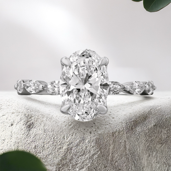 Lucce Paula Oval Lab Diamond 2.00ct D VS1 Ex IGI Platinum