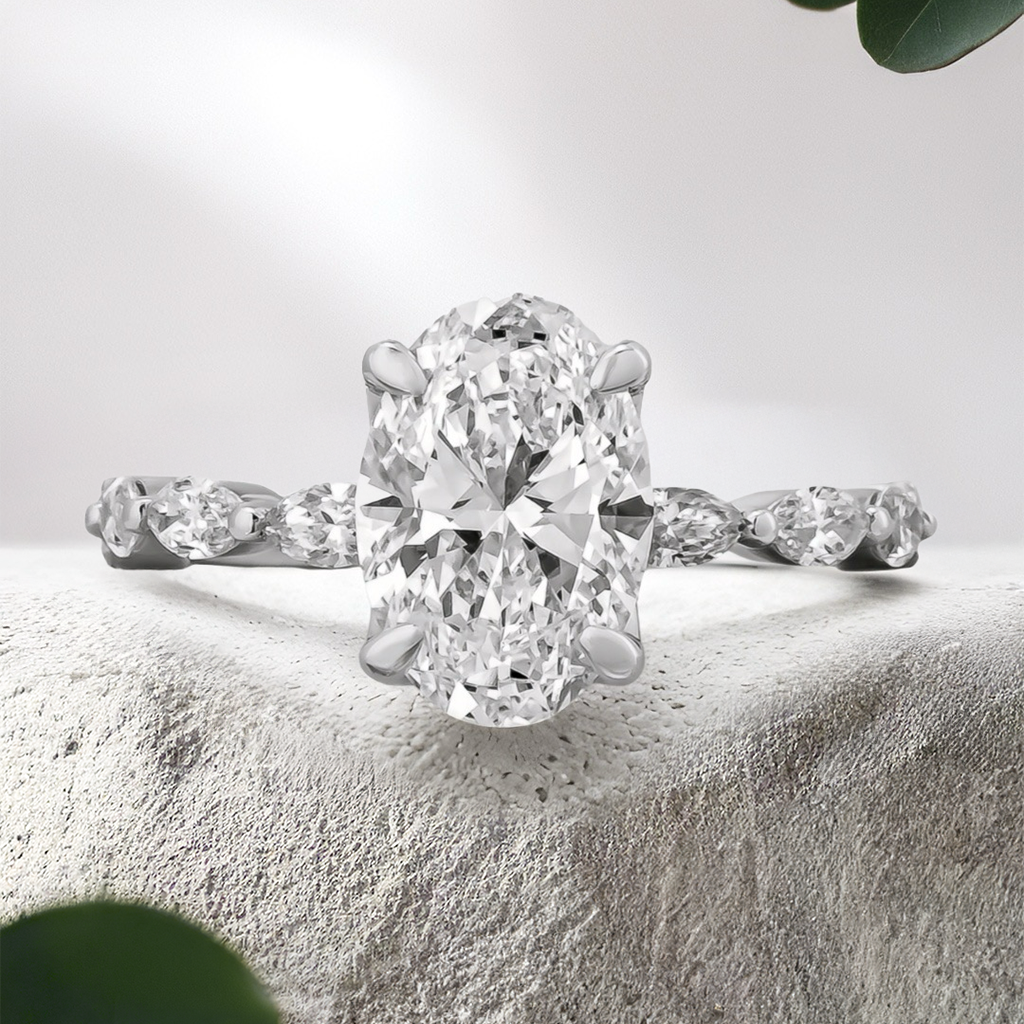 Lucce Paula Oval Lab Diamond 2.00ct D VS1 Ex IGI Platinum