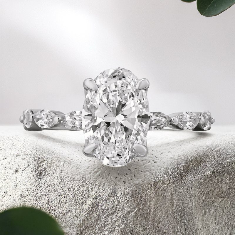 Lucce Paula Oval Lab Diamond 2.00ct D VS1 Ex IGI Platinum