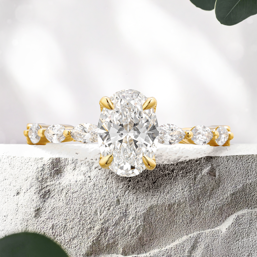 Lucce Paula Oval Lab Diamond 1.03ct D VVS2 Ex IGI 18K Yellow Gold