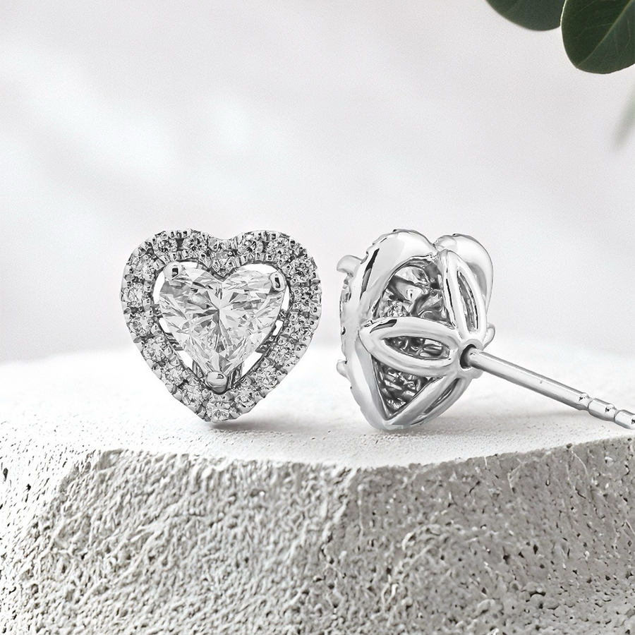 Load image into Gallery viewer, LUCCE MONTEVALLE™ Heart Earrings Natural Diamond 1.30ctw (1.00ctw F VS2 GIA Center Stones) Platinum
