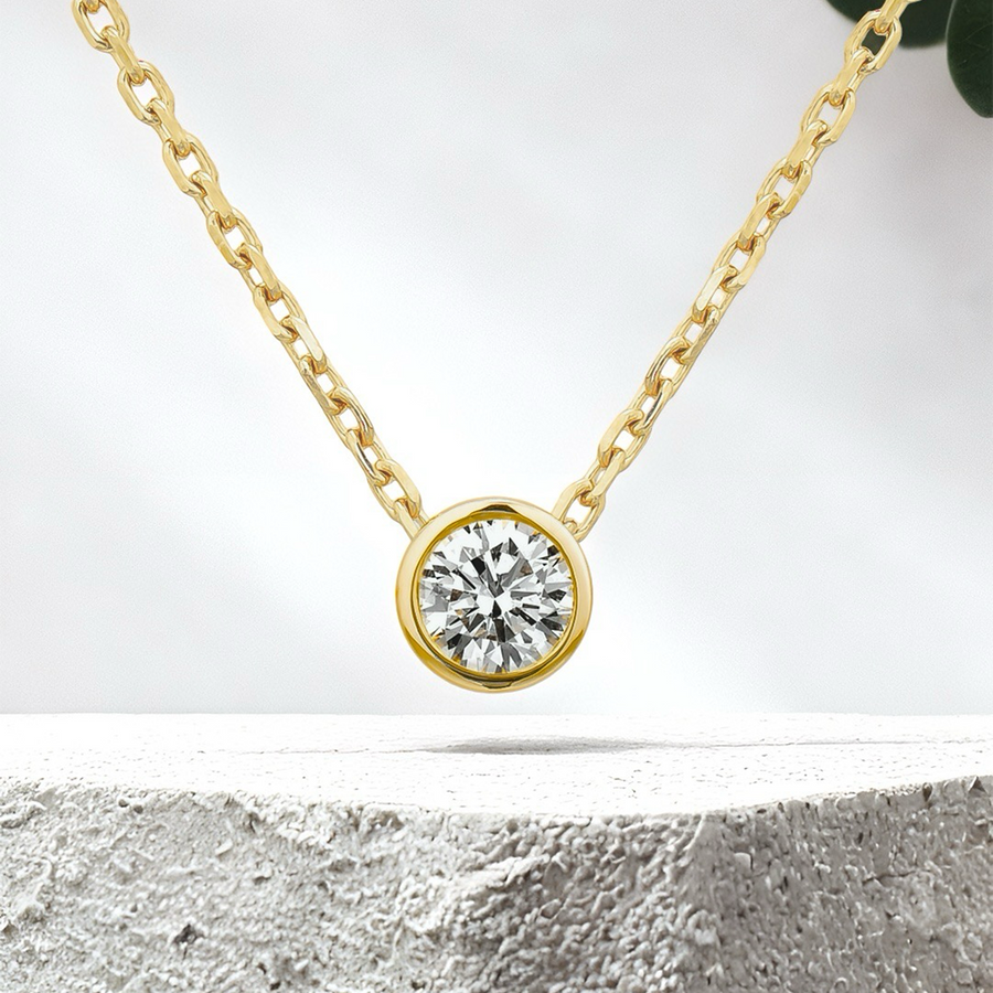 Load image into Gallery viewer, LUCCE CARLISLE™ Round Necklace 0.25ct Natural Diamond 14K Yellow Gold
