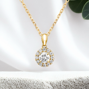 LUCCE MONTEVALLE™ Round  Necklace Natural Diamond 0.35ct H VS2 Ex GIA 14K Yellow Gold