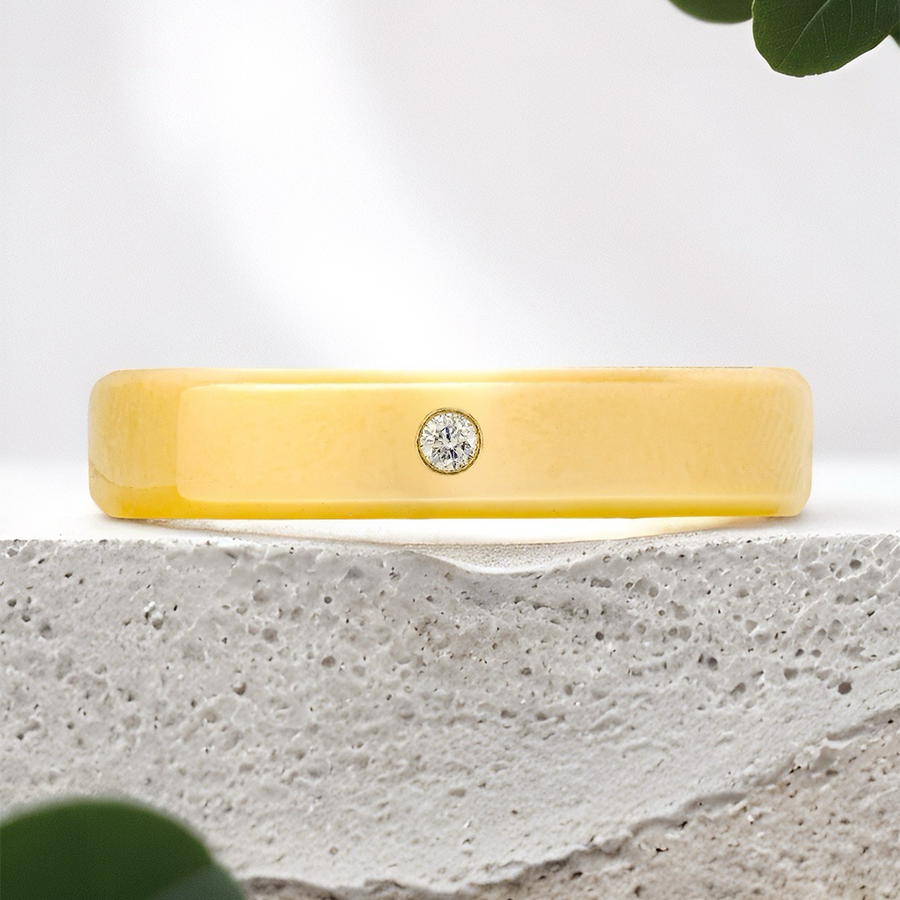 Load image into Gallery viewer, LUCCE GRECO™ Mi Polished 5mm 0.02ct Natural Diamond 14K Yellow Gold

