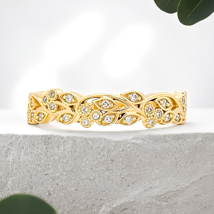 Load image into Gallery viewer, LUCCE ECUADORIAN™ Lush band 0.23ctw Lab Diamond 14K Yellow Gold
