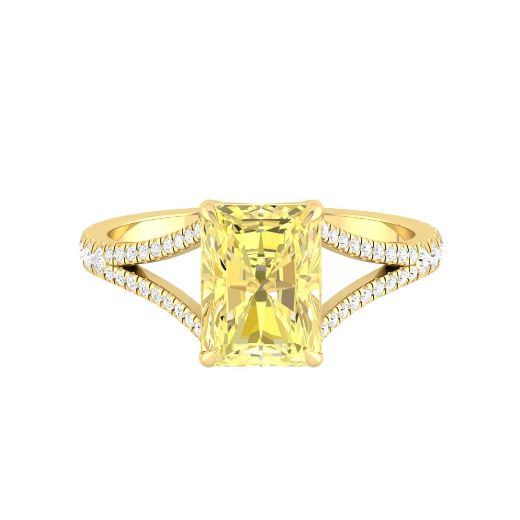 Lara Sunburst Radiant Lab Diamond 1.46ct Fancy Vivid Yellow VVS2 18K Yellow Gold