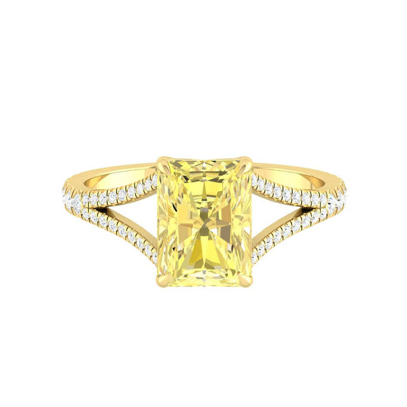 Lara Sunburst Radiant Lab Diamond 1.46ct Fancy Vivid Yellow VVS2 18K Yellow Gold