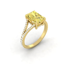 Load image into Gallery viewer, Lara Sunburst Radiant Lab Diamond 1.46ct Fancy Vivid Yellow VVS2 18K Yellow Gold
