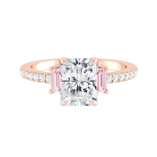 Three stone moissanite engagement ring with Pink Sapphire Philippines