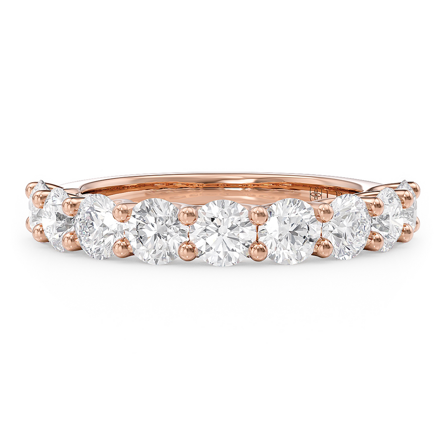 Load image into Gallery viewer, LUCCE Half Eternity Trellis 9-Stone Round Diamond Wedding Ring in Gold or Platinum
