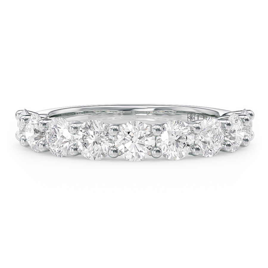 Load image into Gallery viewer, LUCCE Half Eternity Trellis 9-Stone Round Diamond Wedding Ring in Gold or Platinum
