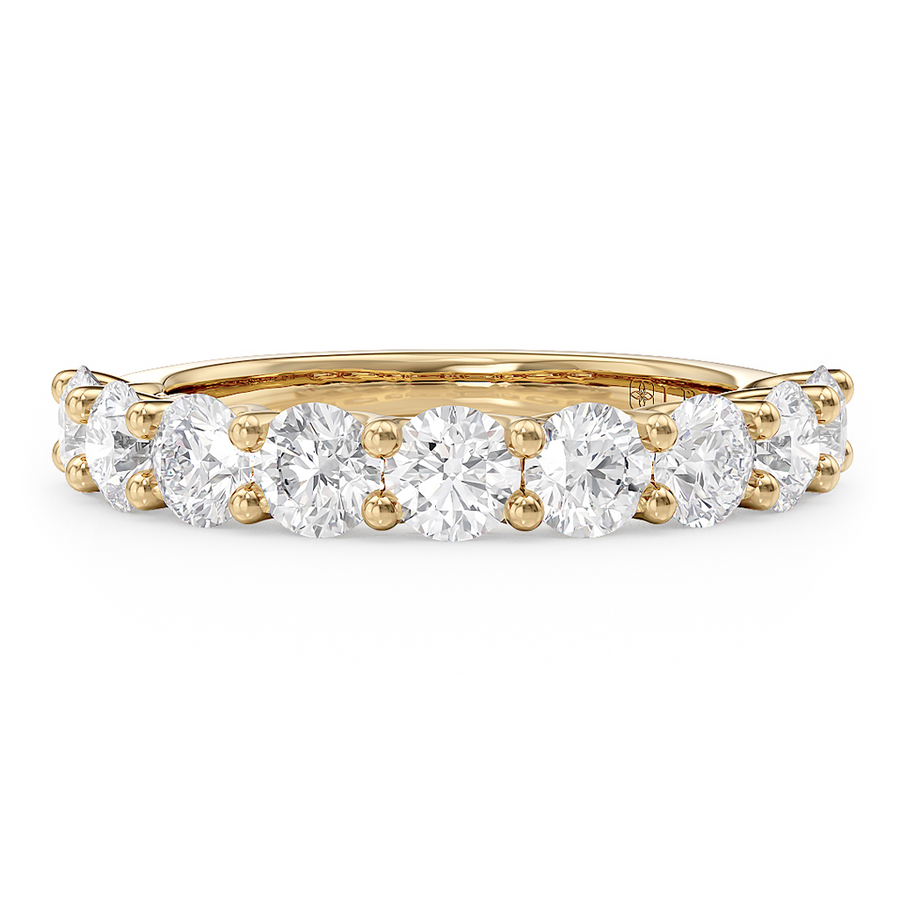 Load image into Gallery viewer, LUCCE Half Eternity Trellis 9-Stone Round Diamond Wedding Ring in Gold or Platinum
