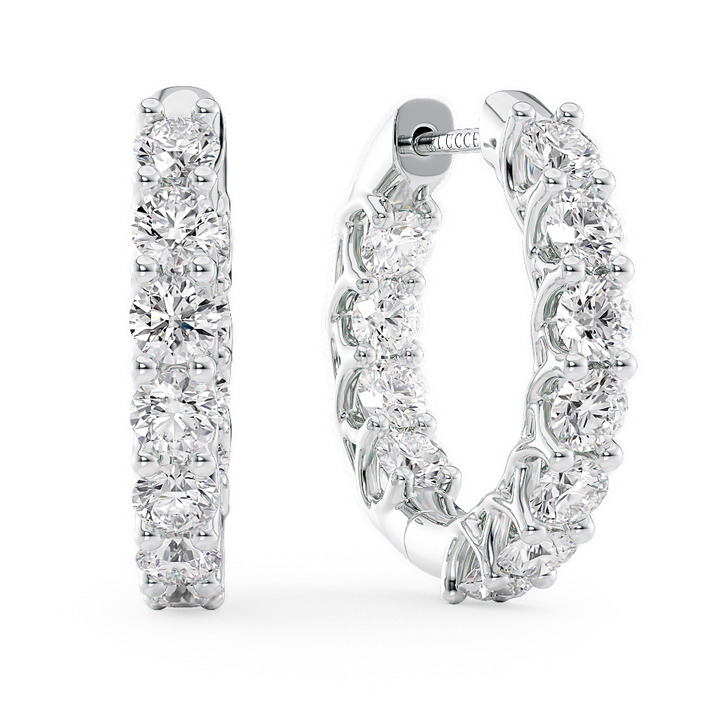 Load image into Gallery viewer, LUCCE RIVERA™ Eternity Hoop Earrings 3.99ctw Lab Diamond 18K White Gold
