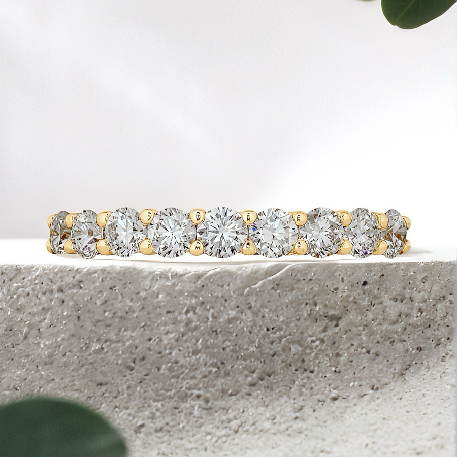 Load image into Gallery viewer, LUCCE RIVERA™ Ida 9-Stone Round 0.54ctw Lab Diamond 18K Yellow Gold
