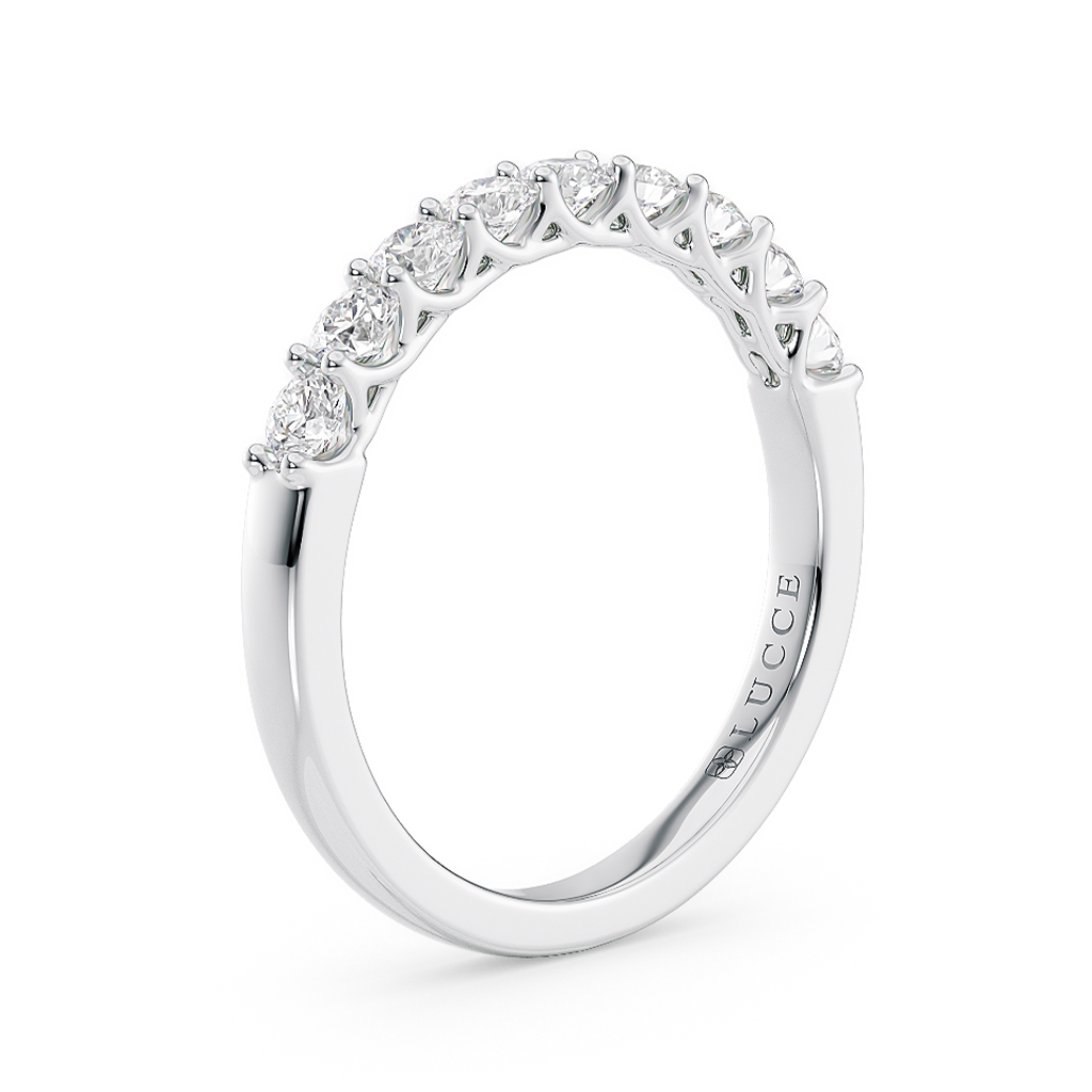 Load image into Gallery viewer, LUCCE Half Eternity Trellis 9-Stone Round Diamond Wedding Ring in Gold or Platinum
