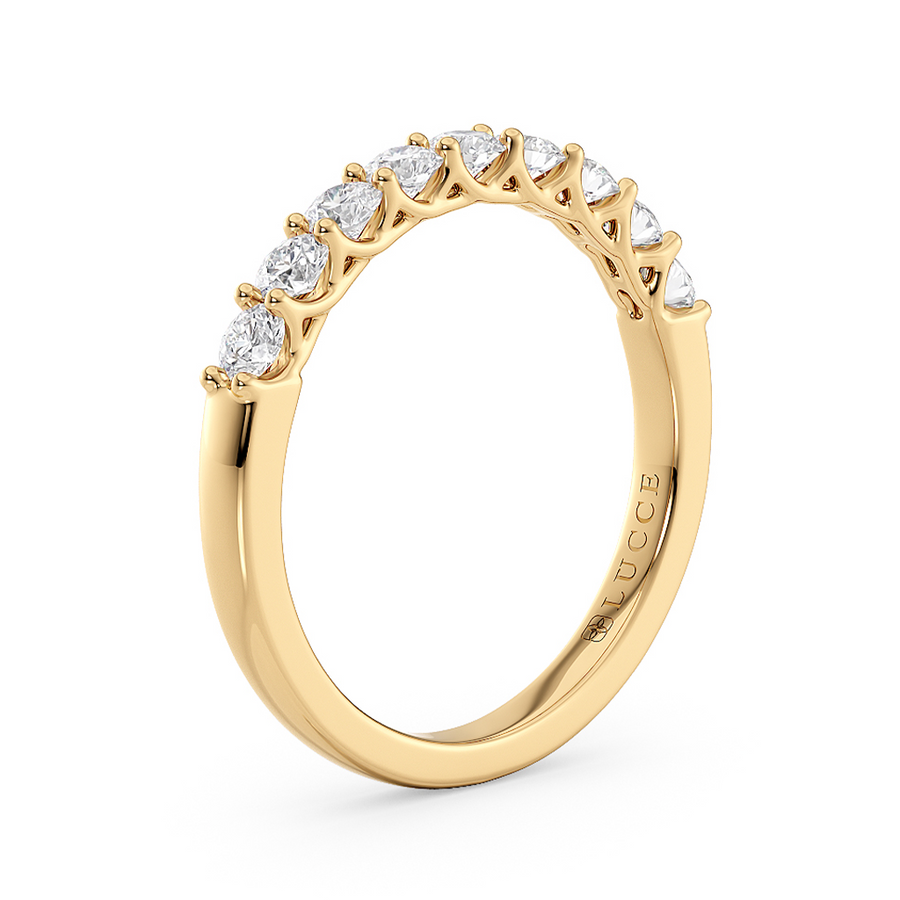 Load image into Gallery viewer, LUCCE Half Eternity Trellis 9-Stone Round Diamond Wedding Ring in Gold or Platinum
