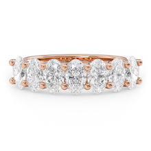 Load image into Gallery viewer, LUCCE Half Eternity Trellis 7-Stone Oval Diamond Wedding Ring in Gold or Platinum
