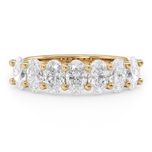 Load image into Gallery viewer, LUCCE Half Eternity Trellis 7-Stone Oval Diamond Wedding Ring in Gold or Platinum
