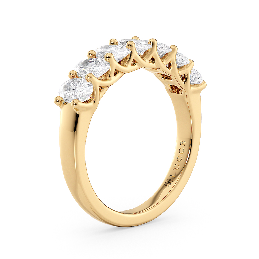 Load image into Gallery viewer, LUCCE Half Eternity Trellis 7-Stone Oval Diamond Wedding Ring in Gold or Platinum

