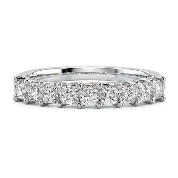 LUCCE RIVERA™ 9-stone Princess 0.90ctw Lab Diamond 14K White Gold
