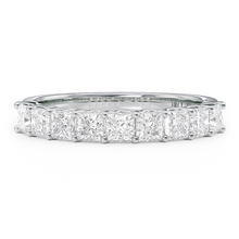 Load image into Gallery viewer, LUCCE Half Eternity Trellis 9-Stone Princess Diamond Wedding Ring in Gold or Platinum

