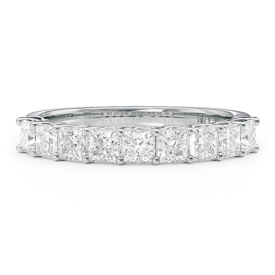 Load image into Gallery viewer, LUCCE RIVERA™ 9-stone Princess 0.90ctw Lab Diamond 14K White Gold
