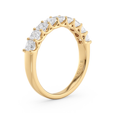 Load image into Gallery viewer, LUCCE Half Eternity Trellis 9-Stone Princess Diamond Wedding Ring in Gold or Platinum
