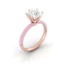Load image into Gallery viewer, Lab Diamond Engagement Ring with pink diamonds in the band
