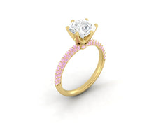 Load image into Gallery viewer, Lab Diamond Engagement Ring with pink diamonds in the band
