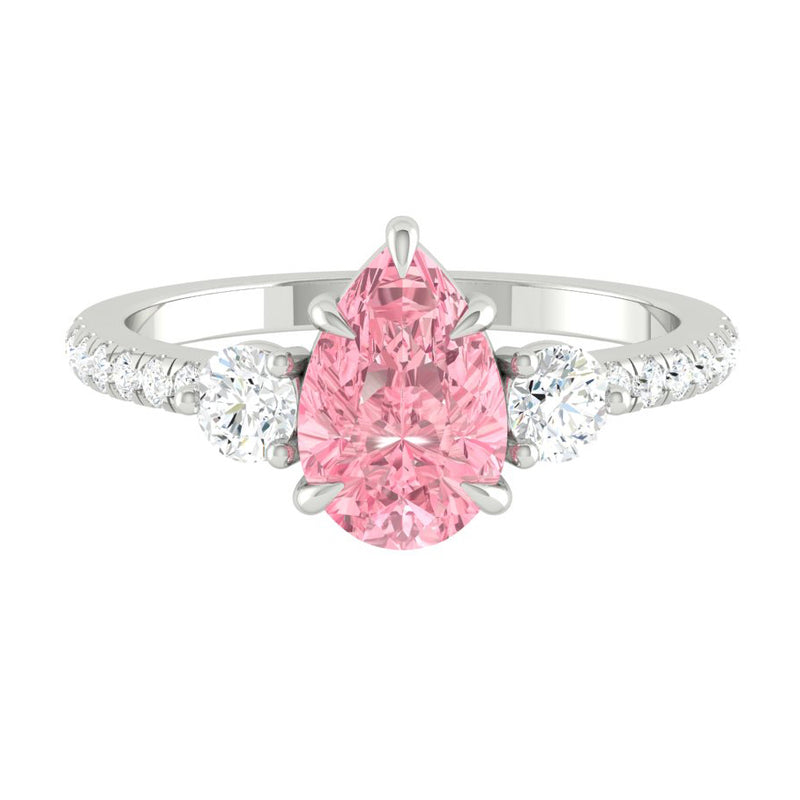 Pink Diamond Engagement Ring with Three Stone Design Philippines