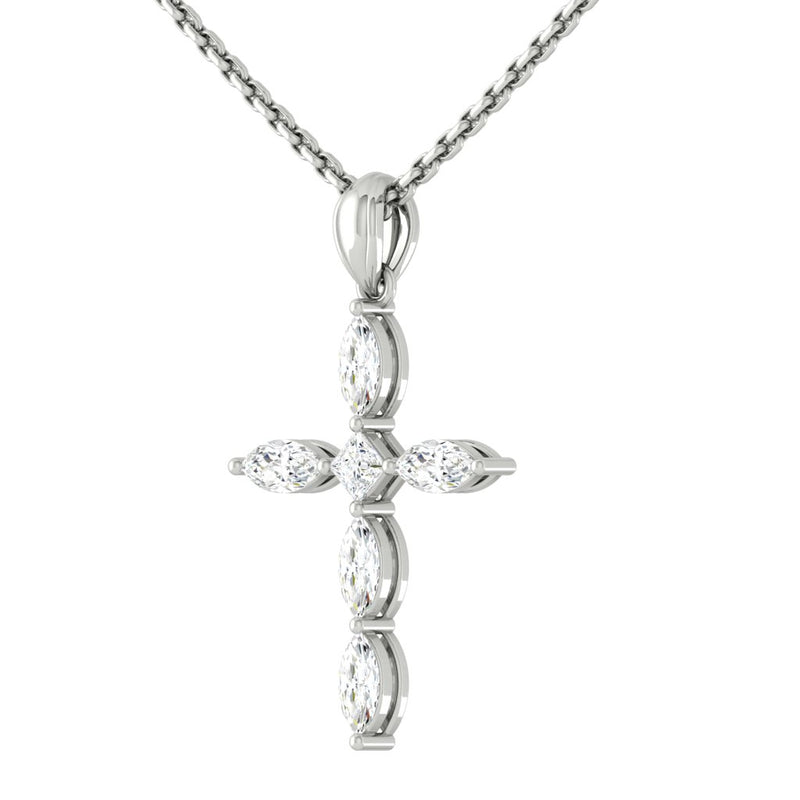 Saved Cross Necklace Lab Diamond 14K White Gold