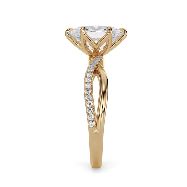 Lucce Fiore Sei Oval Lab Diamond 1.02ct D VVS2 IGI 18K Yellow Gold