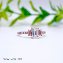 Load image into Gallery viewer, three stone emerald cut Pink diamond engagement ring
