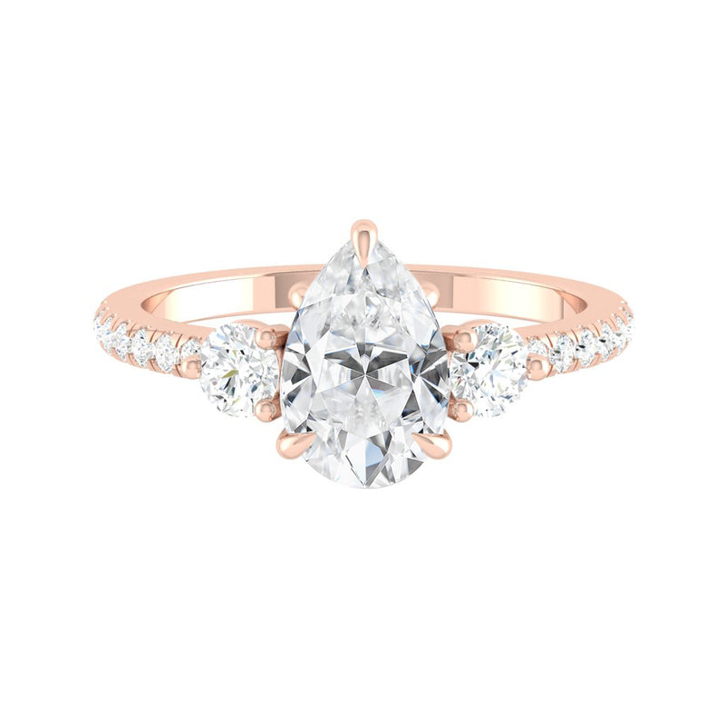 Siena Pavé Pear Lab Diamond 1.58ct D VS1 Ex 18K Rose Gold