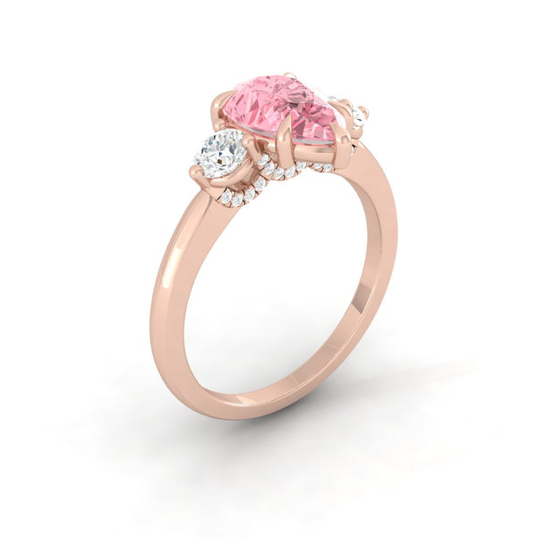 Pink Diamond Engagement Ring with Three Stone Design Philippines