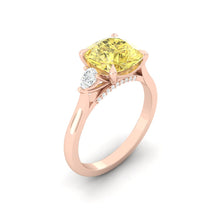 Load image into Gallery viewer, Sophia Cushion Sunburst Yellow Diamond
