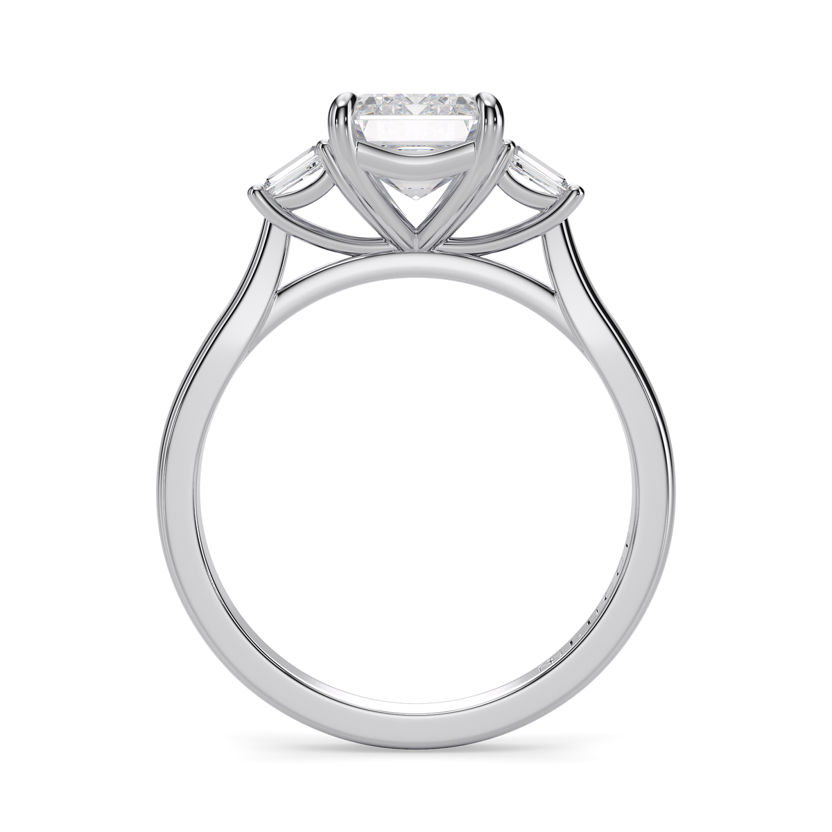Load image into Gallery viewer, LUCCE Cathedral Three Stone Emerald Diamond Engagement Ring in Gold or Platinum
