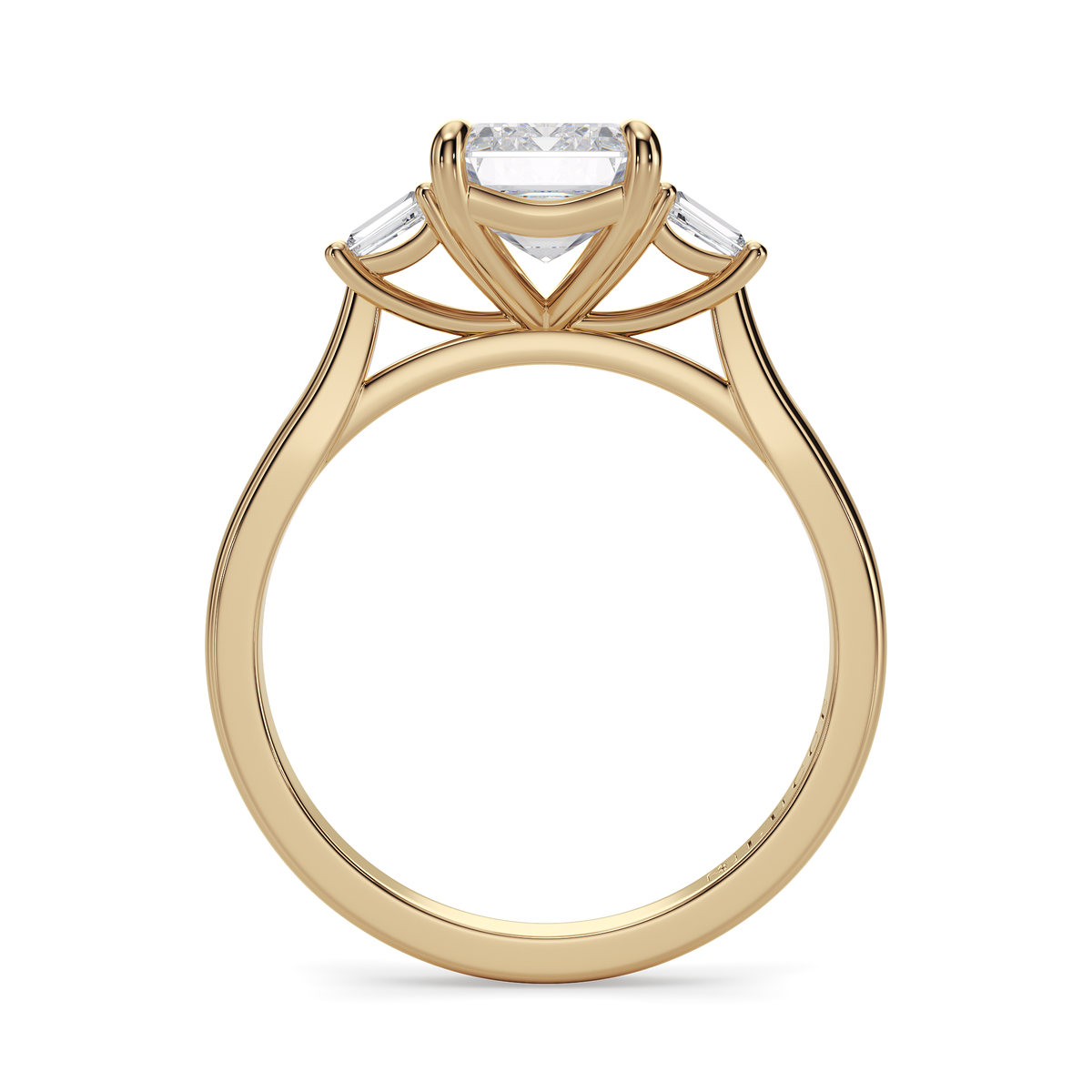 Load image into Gallery viewer, LUCCE Cathedral Three Stone Emerald Diamond Engagement Ring in Gold or Platinum
