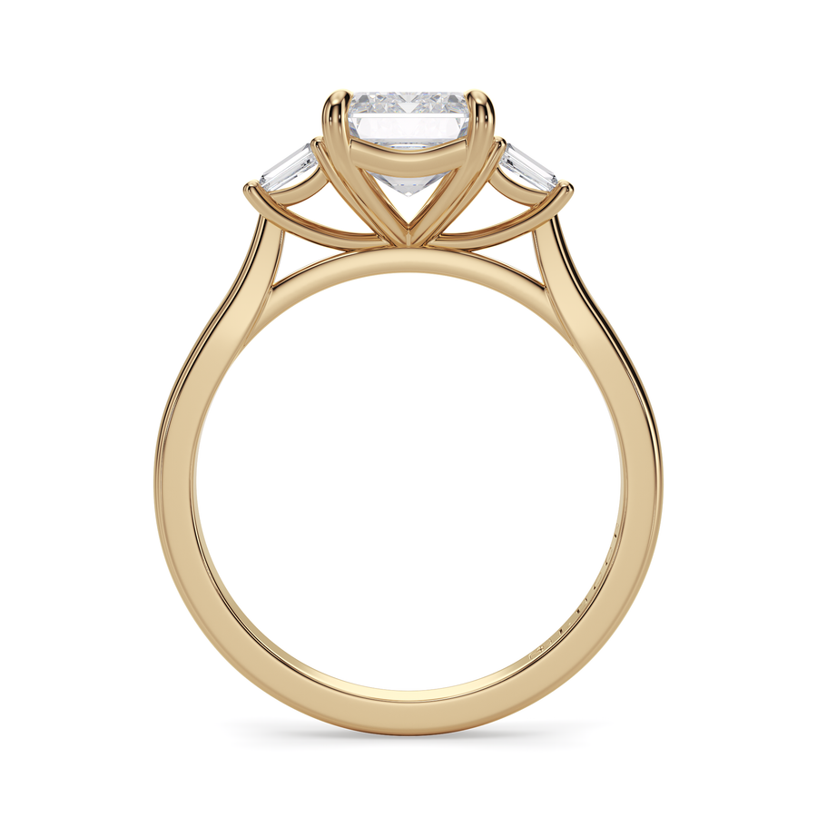Load image into Gallery viewer, LUCCE Cathedral Three Stone Radiant Diamond Engagement Ring in Gold or Platinum
