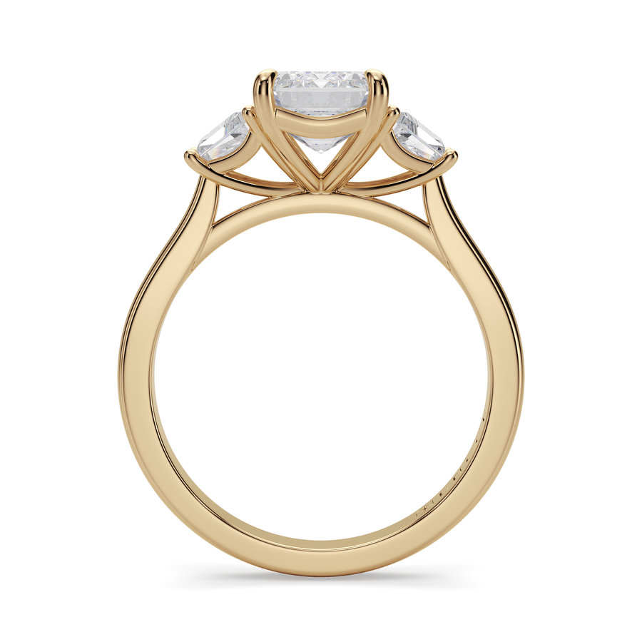 Load image into Gallery viewer, LUCCE Cathedral Three Stone Emerald Diamond Engagement Ring in Gold or Platinum
