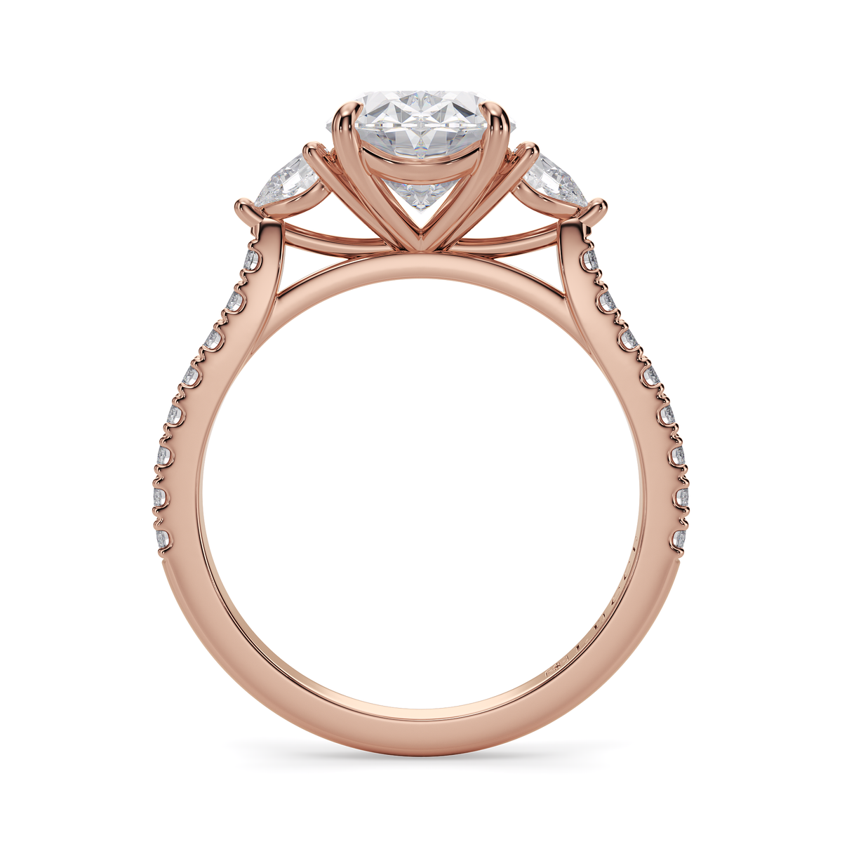 Load image into Gallery viewer, LUCCE Pavé Cathedral Three Stone Oval Diamond Engagement Ring in Gold or Platinum
