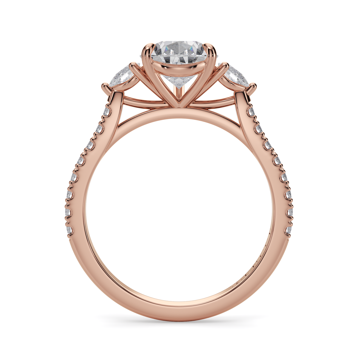 Load image into Gallery viewer, LUCCE Pavé Cathedral Three Stone Pear Diamond Engagement Ring in Gold or Platinum

