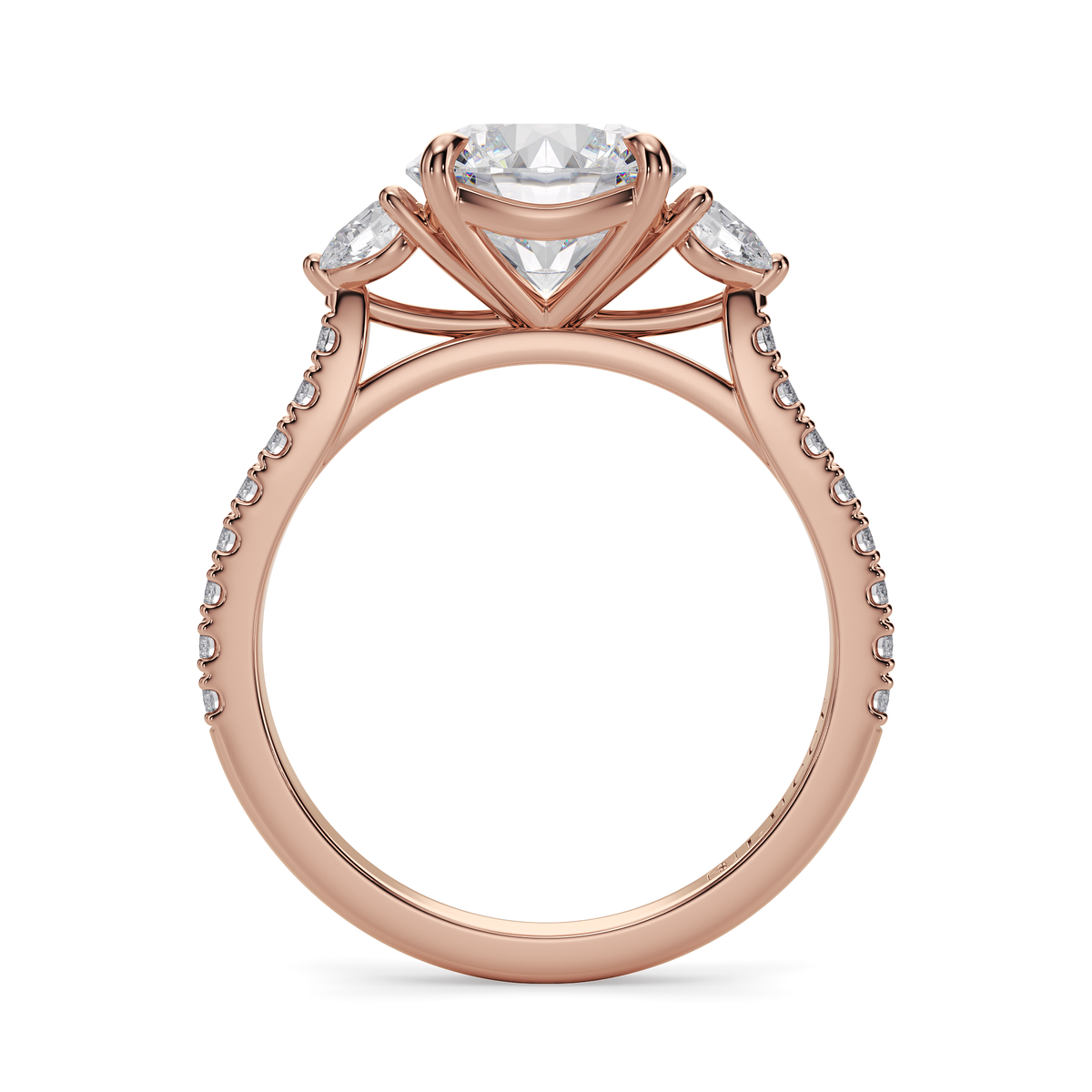 Load image into Gallery viewer, LUCCE Pavé Cathedral Three Stone Round Diamond Engagement Ring in Gold or Platinum
