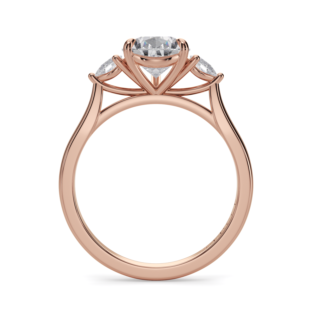 Load image into Gallery viewer, LUCCE Cathedral Three Stone Pear Diamond Engagement Ring in Gold or Platinum
