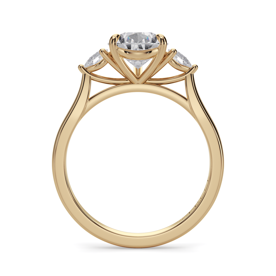 Load image into Gallery viewer, LUCCE Cathedral Three Stone Pear Diamond Engagement Ring in Gold or Platinum
