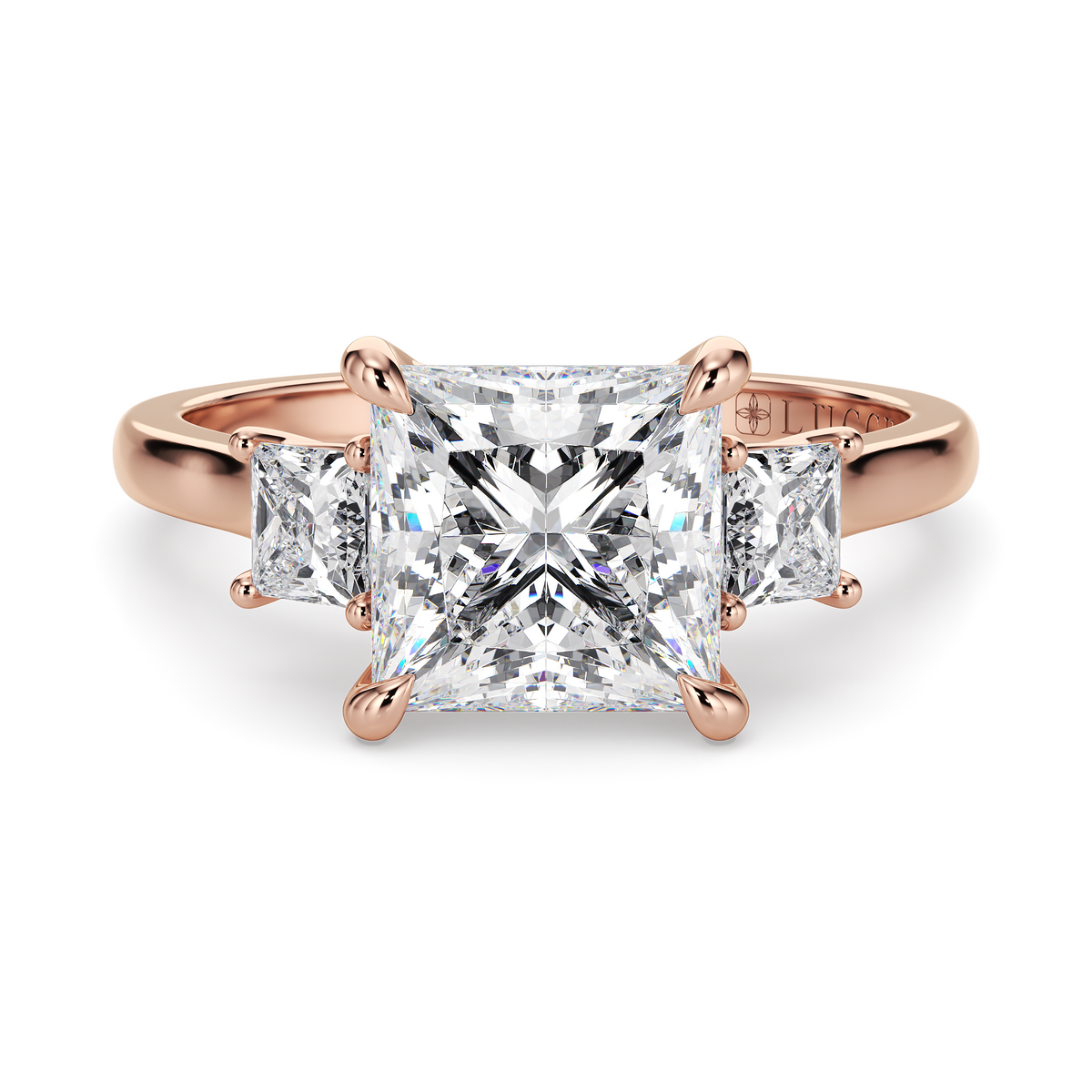 Load image into Gallery viewer, LUCCE Cathedral Three Stone Princess Diamond Engagement Ring in Gold or Platinum
